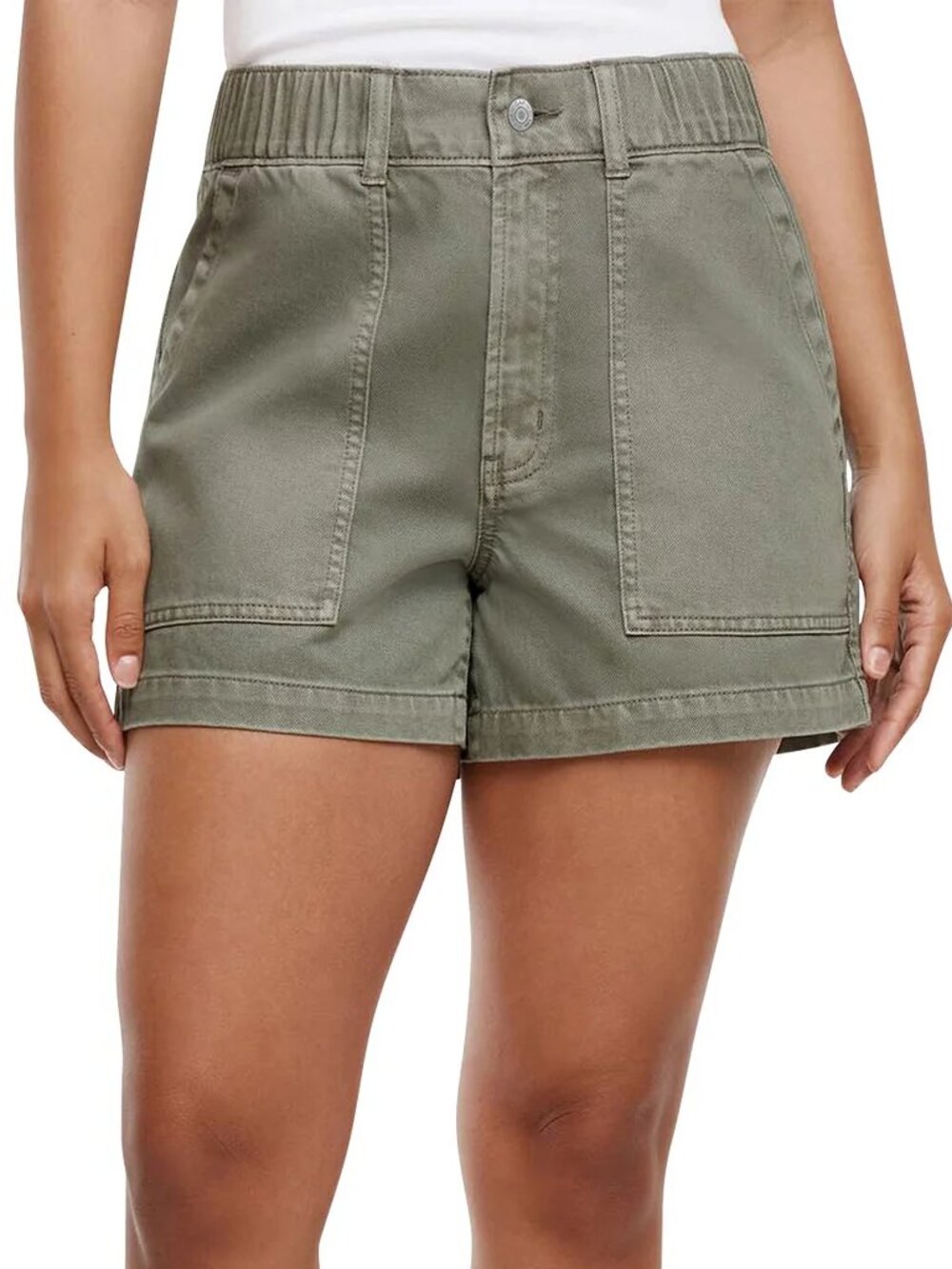 Gap Twill Shorts Green XL Women's High Rise Patch Pocket NWT